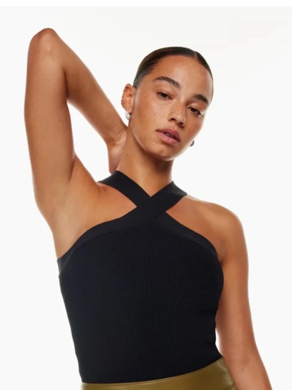 Babaton aritzia Black Ribbed Cross-Back Halter
